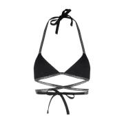 Sort Rhinestone-Pyntet Bikini Top