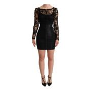 Black Fitted Lace Top Bodycon Mini Dress