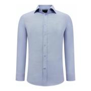 Forretnings ensfarvet Oxford skjorte til mænd -3127- Blå