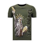 Herre T-shirt med Rhinestone - The Rebel - 11-6387G