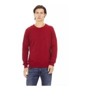 Rød Uld Crewneck Sweater med Metal Monogram