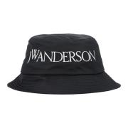 Stilfuld sort bucket hat med logo
