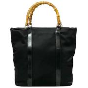 Brugt Canvas Gucci Bamboo Sort Taske