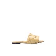 Beige Intrecciato Læder Mules