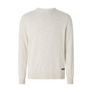 Elegant og behagelig langærmet hvid slub tekstur sweater til mænd
