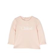 Pink Chloè Børnesweatshirt med Logo Broderi