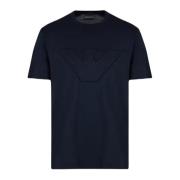 Blå Lyocell Blandings T-shirt med Maxi Ørnebroderi