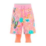 Tropisk Print Casual Shorts - L, Pink