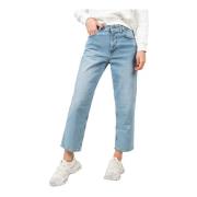 Højtaljede Slim-fit Jeans med Spiral Effekt