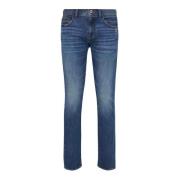 Blå Slim Fit Jeans med Kontrast Syning