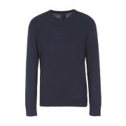 Blå Sweaters med Ribbede Kanter og Logo