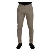 Beige Bomuld Slim Fit Herrebukser