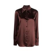 Rustbrun Silkeskjorte med Satinfinish