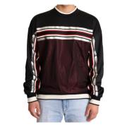 Sort Rød Mesh Sport Pullover Crewneck Sweater