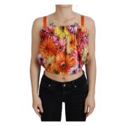 Bluse Kortet Blomstret Bomuld Tank Top