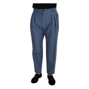 Blå Linen Chino Formelle Bukser