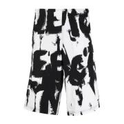 Sort Logo-Print Badeshorts