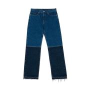 Mørkeblå Jeans med Læderpatch