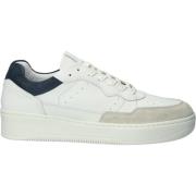 Patchwork Low Sneaker i Hvid/Marineblå