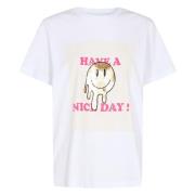 Oversize T-shirt med Smiley Print til Kvinder