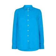 Blå Aster Skjorte med Løs Pasform og Knaplukning