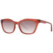 Røde Rektangulære Solbriller med Brune Gradientlinser