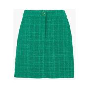 Højtaljet Grøn Tweed Nederdel
