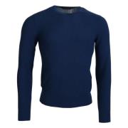 Blå Cashmere Rundhals Sweater