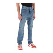 Brugt-effekt denim straight-leg jeans