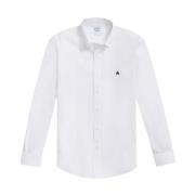 Hvid Regular Fit Non-Iron Stretch Bomuldsskjorte med Button Down Krave