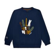 Navy Blazer Sweatshirt med 'Talk To The Hand' Broderi