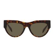 Solbriller med uregelmæssig form, brune linser og Havana-ramme