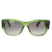 Transparent Grønne Firkantede Solbriller med Gråtonede Linser