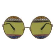 Guld Oval Metal Krystal Solbriller