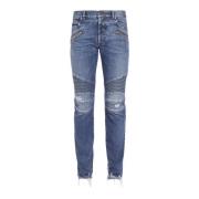 Ripped Blå Bomuld Tapered Jeans
