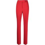 Røde bukser i ren uld med lige ben