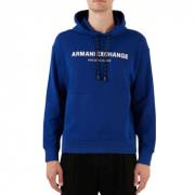 Elektrisk blå hættetrøje med Armani Exchange print