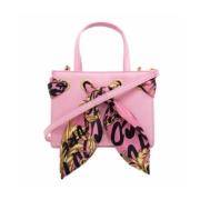 Mini Pink Håndtaske med Justerbar og Aftagelig Skulderrem
