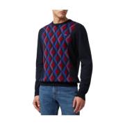 Geometrisk Diamantmønster Crew-neck Sweater