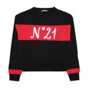 Sort bomuldssweater med N 21 logo