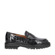 Sort Croco Patent Loafers