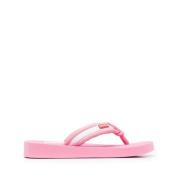 Stribede Flip Flops i Pink/Hvid