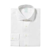 Hvid Slim-Fit Non-Iron Strækbomuldsskjorte med engelsk spredt krave