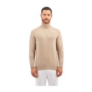 Kamelfarvet uld-kashmir-blandet turtleneck sweater