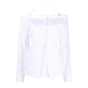 Hvid Off-Shoulder Peplo Bluse