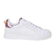 Portofino Sneakers i hvid læder med logo perle