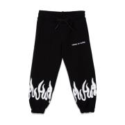 BLACK PANTS WITH WHITE SPRAY FLAMES