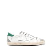 Hvide Læder Superstar Sneakers med Grøn Hæl