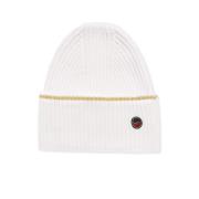 Merino Uld Beanie med Gylden Stribe