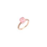 Petit Nudo Ring - Rosaguld, Brun Diamant, Rosakvarts, Hvidguld